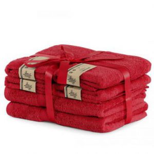 DecoKing Zestaw Ręczników 40% Bambus Czerwony 2*70x140 + 4*50x100 
