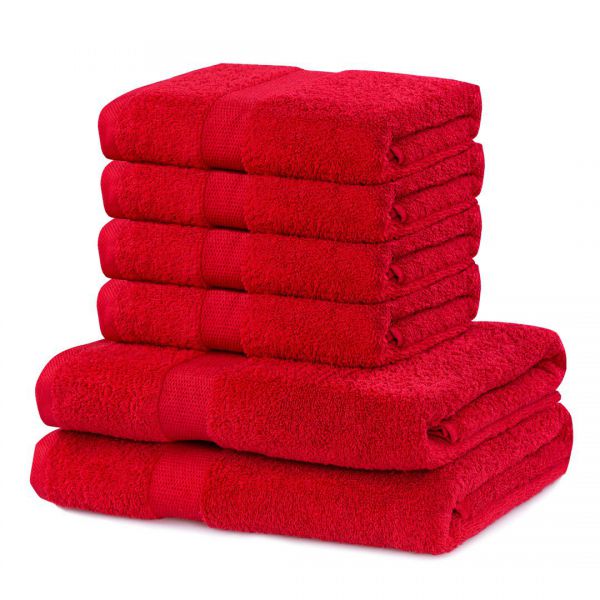 DecoKing Ręczniki Kapielowe Bawełna C. Czerwony 2*70x140 + 4*50x100 