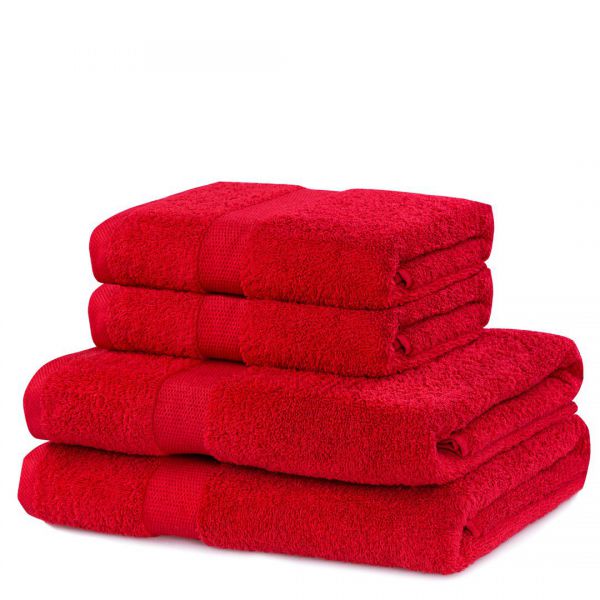 DecoKing Zestaw Ręczników Czerwony 2*70x140 + 2*50x100