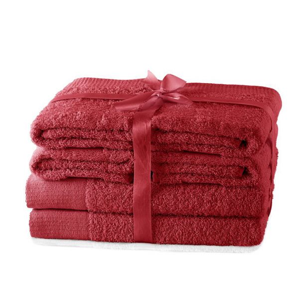 AmeliaHome Zestaw Ręczników 2*70x140 + 4*50x100 Czerwony