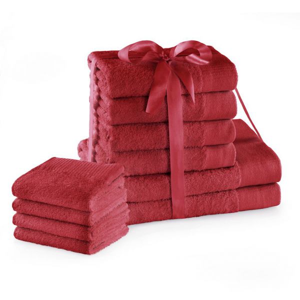 AmeliaHome Zestaw Ręczników AMARI 2*70x140 + 4*50x100 + 4*30X50 C. Czerwony