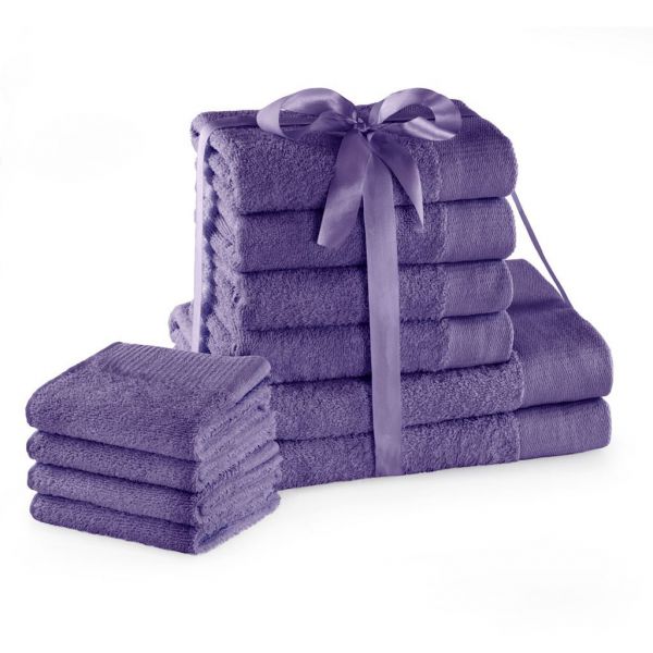 AmeliaHome Zestaw Ręczników AMARI 2*70x140 + 4*50x100 + 4*30X50 fioletowy
