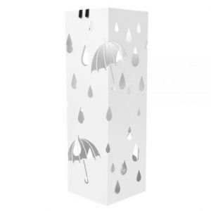 SONGMICS Stojak na parasole metalowy 15,5x15,5x49cm Biały