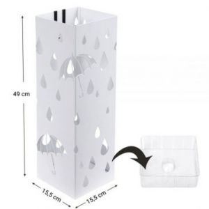 SONGMICS Stojak na parasole metalowy 15,5x15,5x49cm Biały