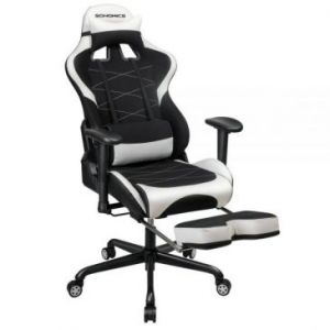 SONGMICS Fotel biurowy 69x70,5x138cm Czarny + Biały