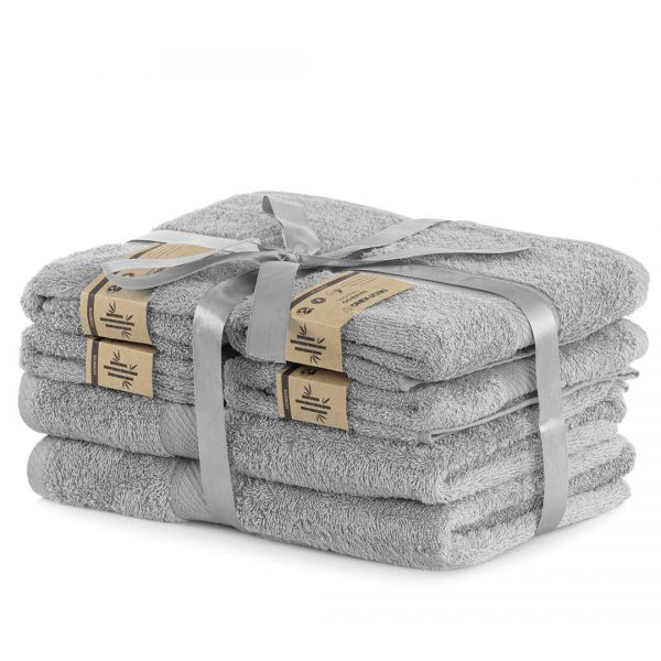 DecoKing Zestaw Ręczników 40% Bambus Szary 2*70x140 + 4*50x100 
