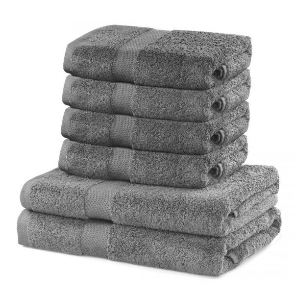 DecoKing Zestaw Ręczników Kąpielowych Bawełna Szary 2*70x140 + 4*50x100 