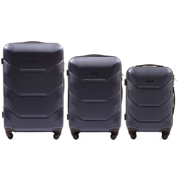 Wings  Zestaw 3 walizek podróżnych na 4 kółkach ABS granatowe