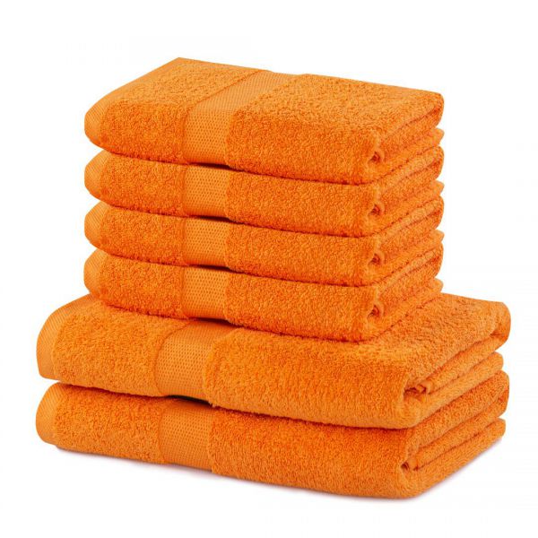DecoKing Ręczniki Kapielowe Bawełna pomarańczowe 2*70x140 + 4*50x100 