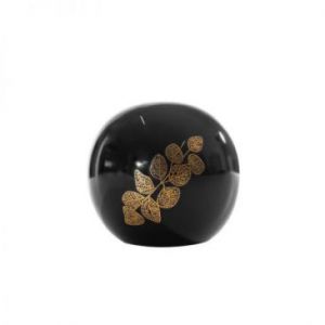 Kula ceramiczna ze złotymi liśćmi ERIKA 9X9X9 czarna x2