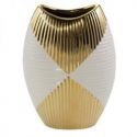 Wazon dekoracyjny ceramiczny RAKEL 18X9X26 beżowy + złoty