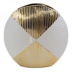 Wazon ceramiczny okrągły RAKEL 31X9X31 beżowy + złoty