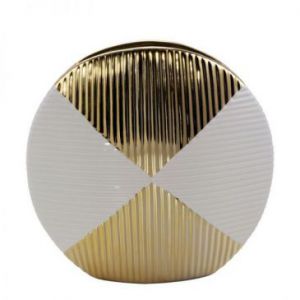 Wazon ceramiczny okrągły RAKEL 26X8X26 beżowy + złoty