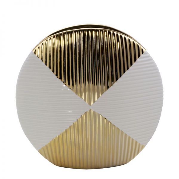 Wazon ceramiczny okrągły RAKEL 26X8X26 beżowy + złoty
