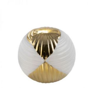 Kula dekoracyjna ceramiczna RAKEL 9X9X9 beżowa + złota x2