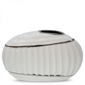 Wazon ceramiczny ze srebrnym wzorem EMINA 29X7X17 biały