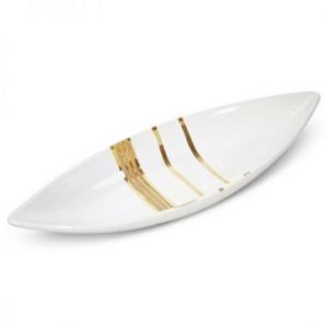 Patera ceramiczna łódka DORA 40X14X7 biała + złota