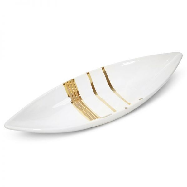 Patera ceramiczna łódka DORA 40X14X7 biała + złota