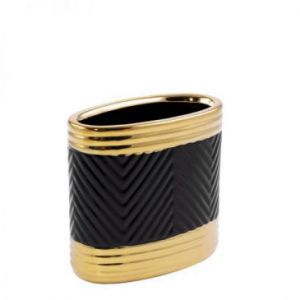 Dekoracyjny wazon ceramiczny ELIF 14X8X15 czarny + złoty