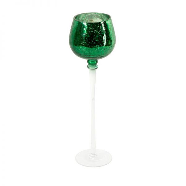 Świecznik szklany VERRE 9X30 ciemny zielony