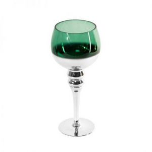 Świecznik bankietowy szklany CLOE 12X30 ciemny zielony