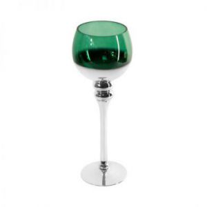 Świecznik bankietowy szklany CLOE 12X35 ciemny zielony