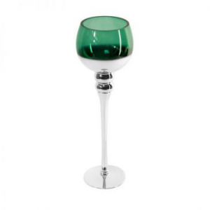 Świecznik bankietowy szklany CLOE 12X40 ciemny zielony