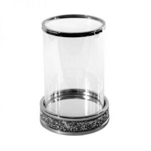 Świecznik ze szklanym kloszem SUZIE 17x25 srebrny