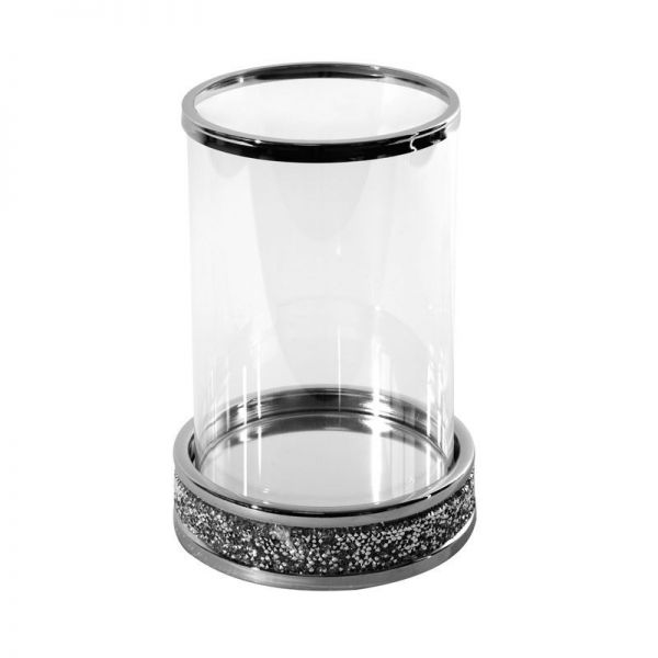 Świecznik ze szklanym kloszem SUZIE 17x25 srebrny
