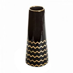 Wazon dekoracyjny ceramiczny THEA 12X30 czarny + złoty x2