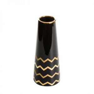 Wazon dekoracyjny ceramiczny THEA 8X20 czarny + złoty x2