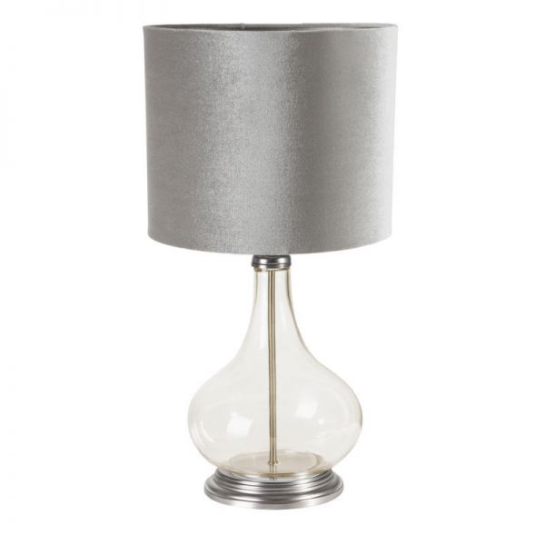 Lampa stołowa z welwetowym abażurem NELL 32X61 srebrna