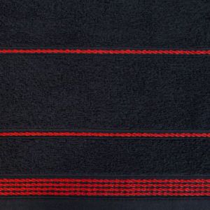 Ręcznik frotte z bordiurą MIRA 50X90 czarny + czerwony