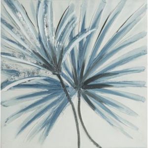 Obraz ręcznie malowany liść palmy BLUISH 40X40 biały +...