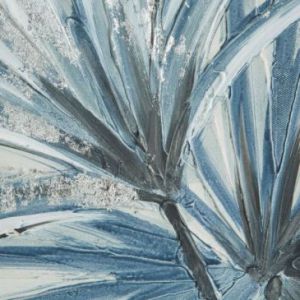 Obraz ręcznie malowany liść palmy BLUISH 40X40 biały + niebieski