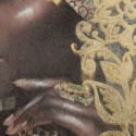 Obraz na płótnie afrykańska kobieta 80X80 biały + brązowy
