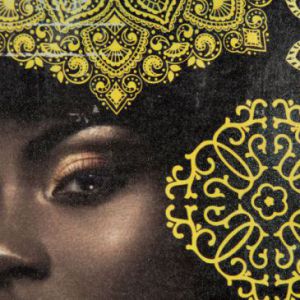 Obraz na płótnie etno afrykańska kobieta 60X60 brązowy + złoty