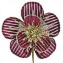 Sztuczny kwiat dekoracyjny z welwetu z brokatem 20 cm bordowy x12