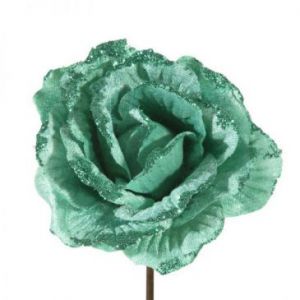 Sztuczny kwiat dekoracyjny róża 11 cm turkusowy x12