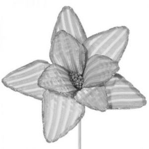 Sztuczny kwiat dekoracyjny z welwetu 26 cm srebrny x12