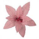 Kwiat materiałowy POINSECJA 18cm czerwony + biały (paski) x12