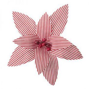 Kwiat materiałowy POINSECJA 18cm czerwony + biały (paski)...