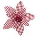 Kwiat materiałowy POINSECJA 18cm czerwony + biały (kratka) x12