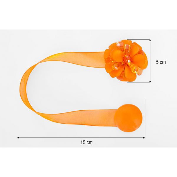 Upinacz dekoracyjny z magnesem kwiatek pomarańczowy x2