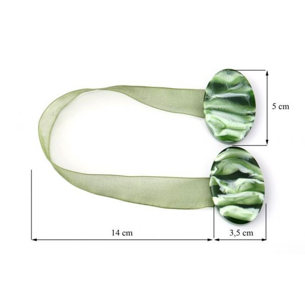 Upinacz dekoracyjny z magnesem owal I zielony x2