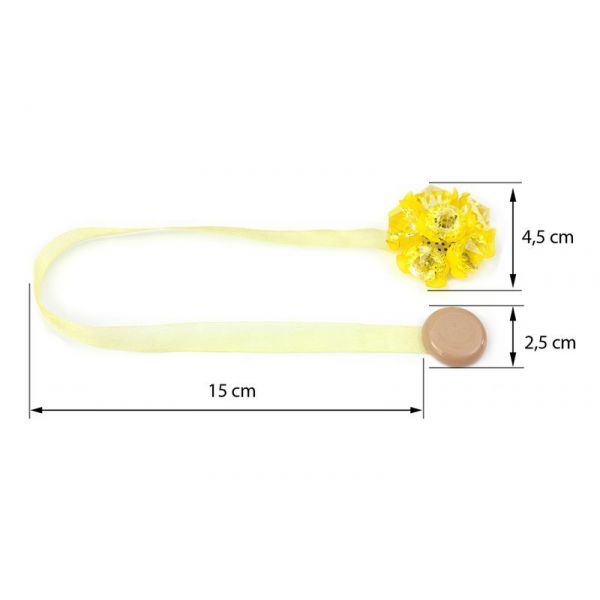 Upinacz dekoracyjny z magnesem kwiatek żółty x2
