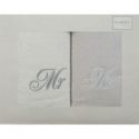 Komplet ręczników w pudełku 70x140 biały + srebrny