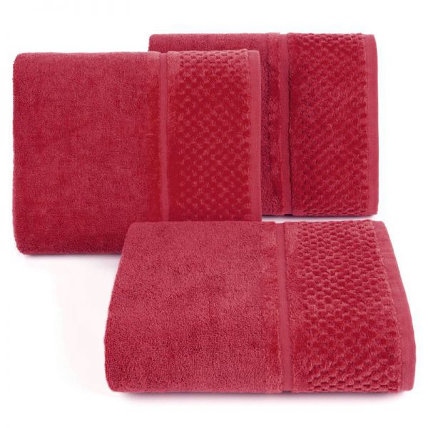Ręcznik frotte z welurową bordiurą IBIZA 30X50 czerwony