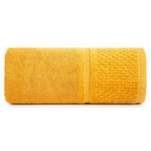 Ręcznik frotte z welurową bordiurą IBIZA 30X50 musztardowy