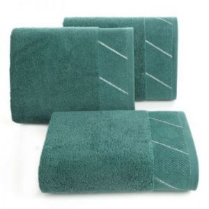Ręcznik bawełniany z szenilową bordiurą EVITA 30X50 turkusowy